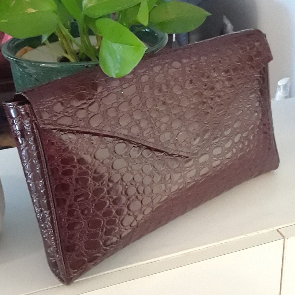 Vintage Violet Crocodile Big Purse/shoulder bag
